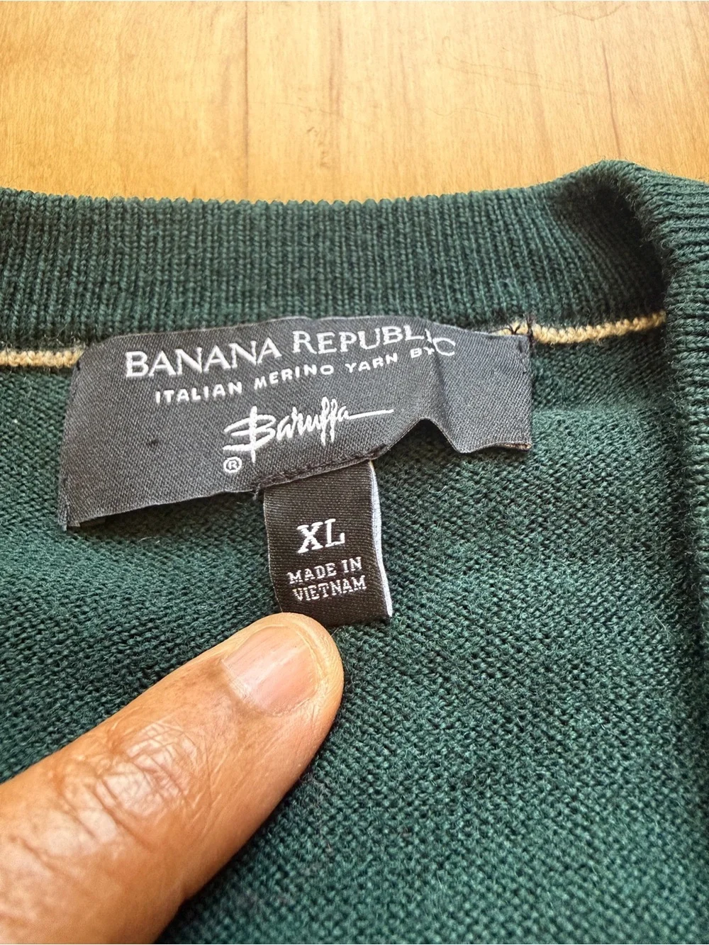 Banana Republic Italian Merino Wool Sweater XL Forest Green Botto Crewneck